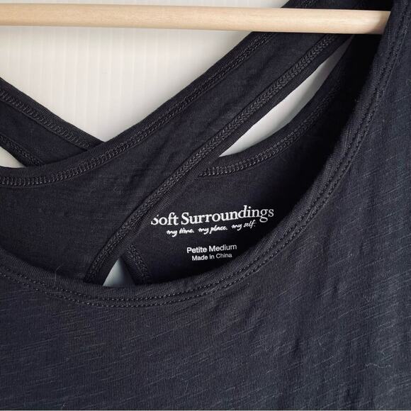 Soft Surroundings Rosemary high-low cross cross back dress sz petite med black - Picture 5 of 8